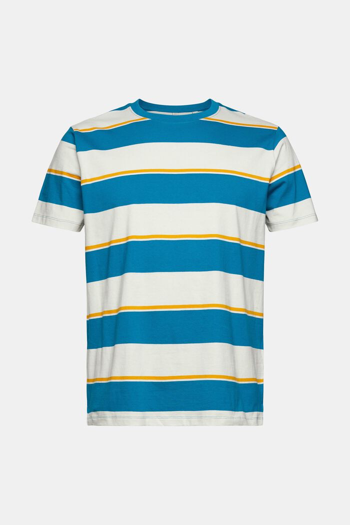 Žerzejové tričko s pruhovaným vzorem, TEAL BLUE, overview