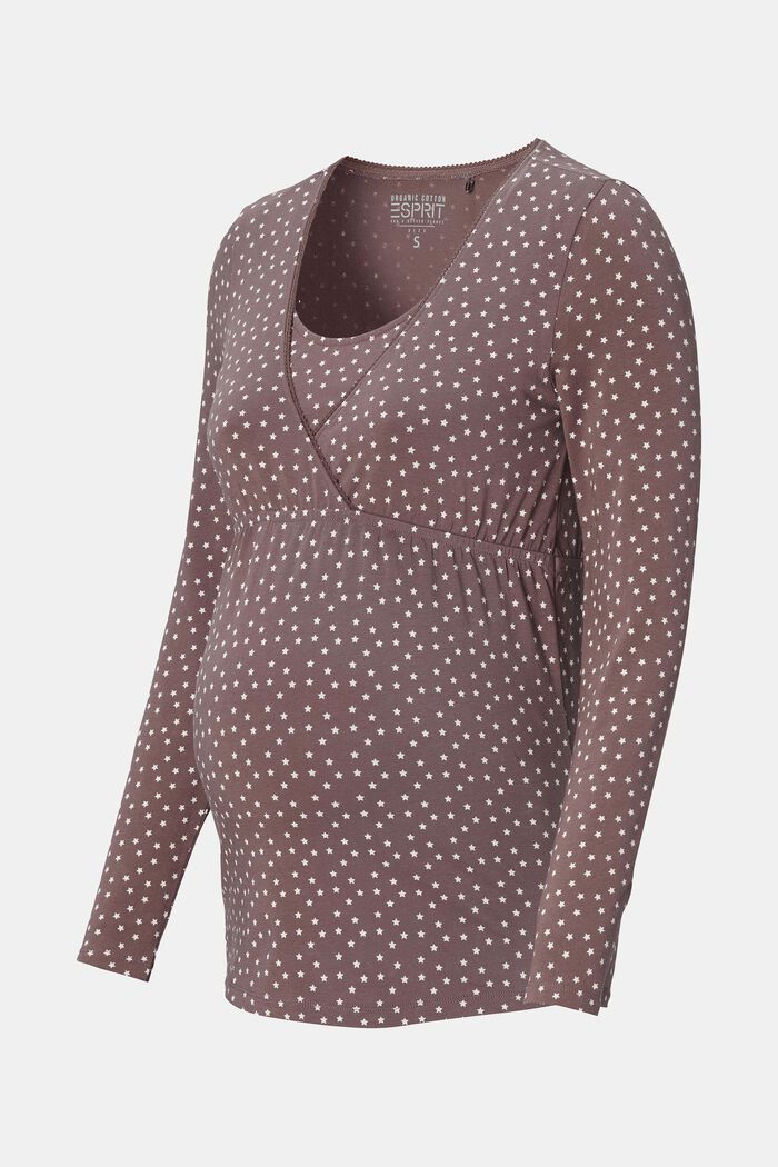 Žerzejové pyžamové triko na kojení, bio bavlna, TAUPE, detail image number 5