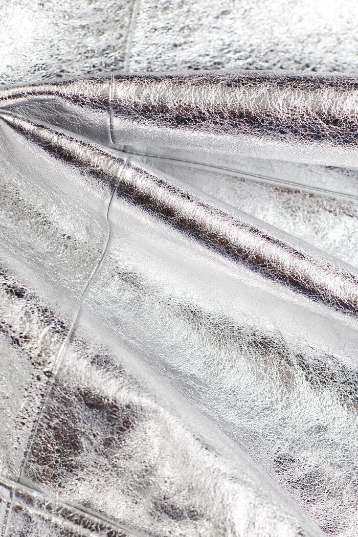 Metalická kožená bunda s povrchovou úpravou, SILVER, detail image number 5