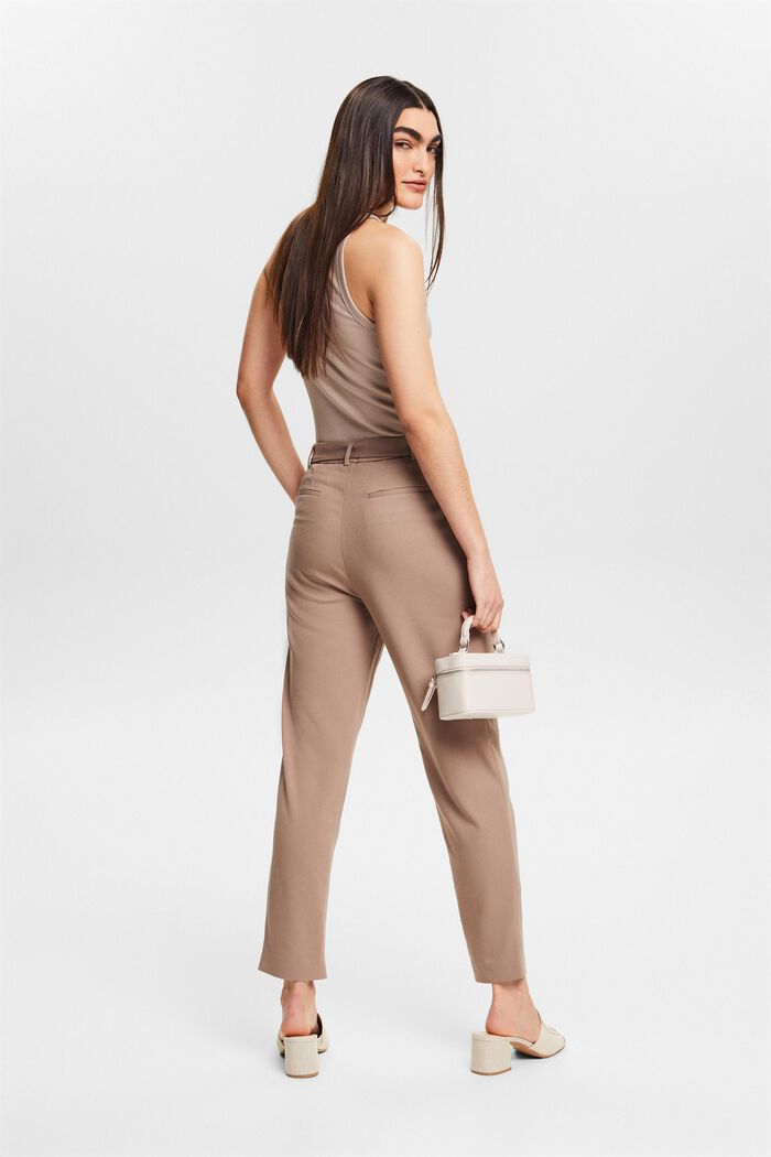 Kalhoty chino s vysokým pasem a s opaskem, TAUPE, detail image number 2