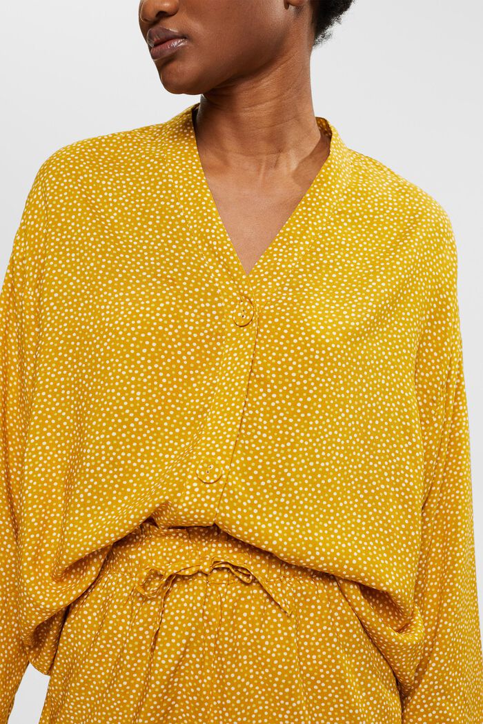 Pyžamo s puntíkovaným vzorem s materiálem LENZING™ ECOVERO™, HONEY YELLOW, detail image number 0