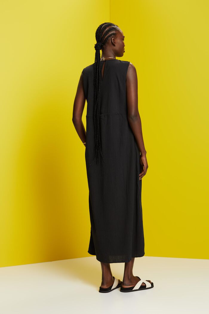 Maxi šaty z pomačkaného materiálu, BLACK, detail image number 3