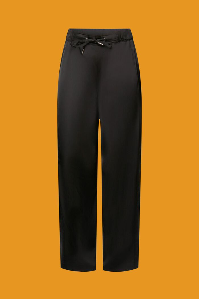 Saténové kalhoty se širokými nohavicemi, BLACK, detail image number 6
