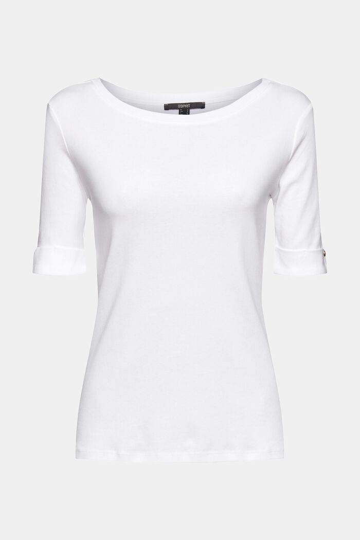 Tričko z bio bavlny, s ohrnutými manžetami, WHITE, detail image number 2