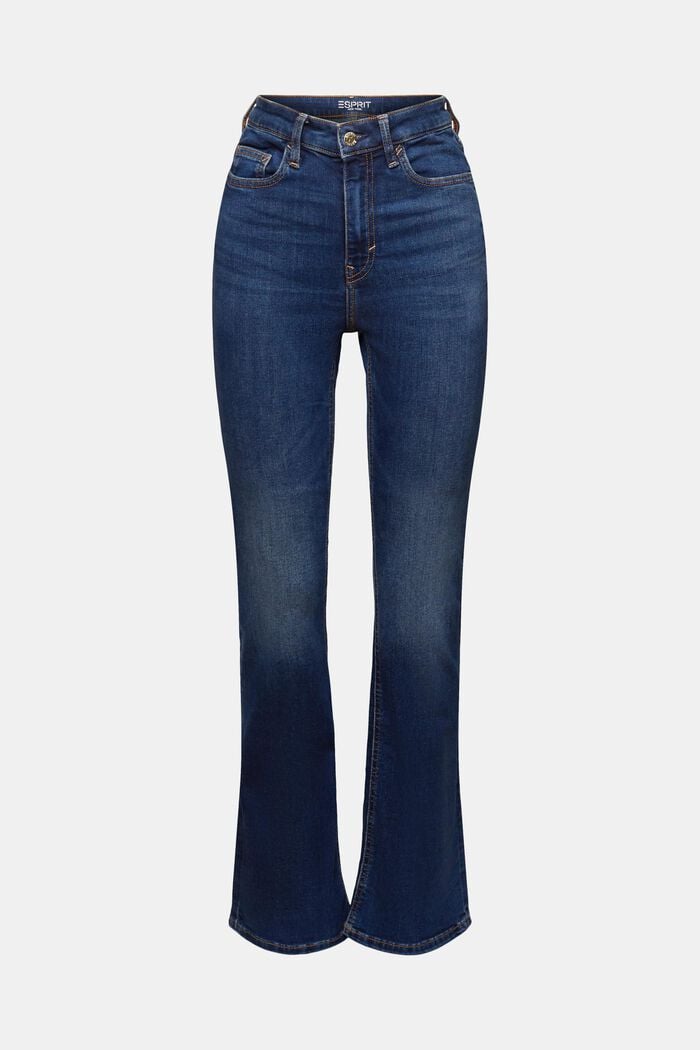 Z recyklovaného materiálu: bootcut džíny s vysokým pasem, BLUE DARK WASHED, detail image number 7