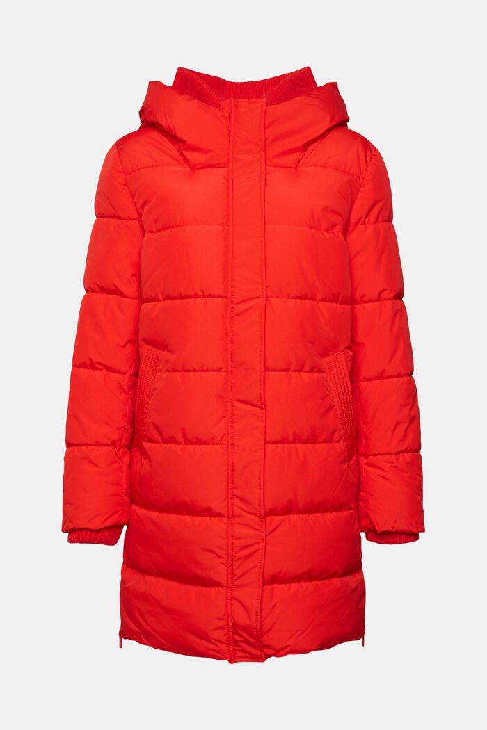 Prošívaný kabát s detaily z žebrové pleteniny, RED, detail image number 2