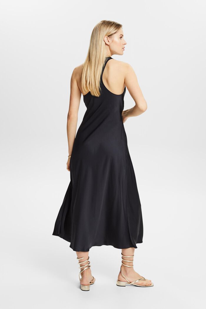 Saténové tílkové midi šaty s opaskem, BLACK, detail image number 3