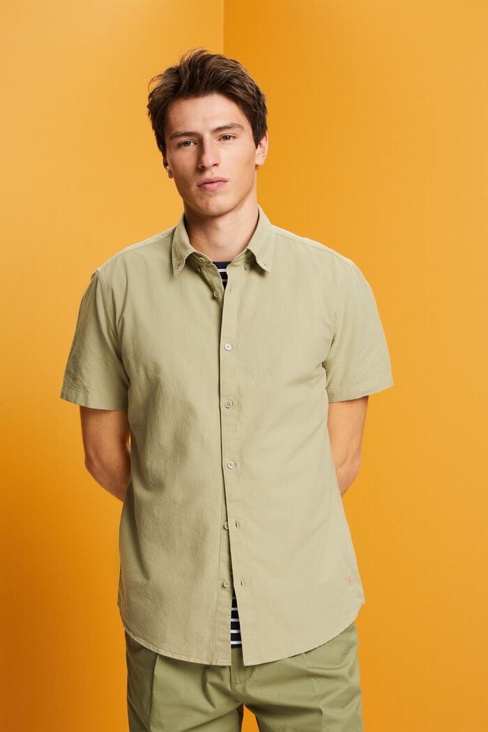 Bavlněná košile s propínacím límcem, LIGHT GREEN, detail image number 0