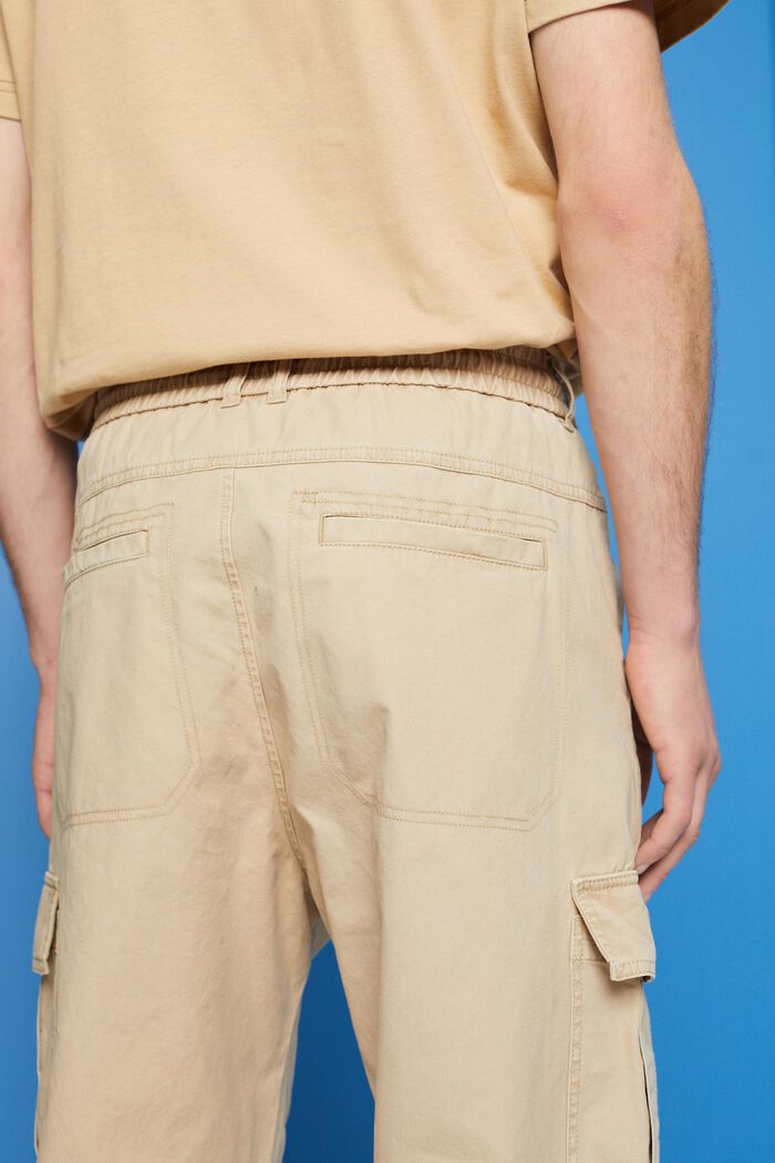 Bavlněné cargo kalhoty se zúženými nohavicemi, SAND, detail image number 4