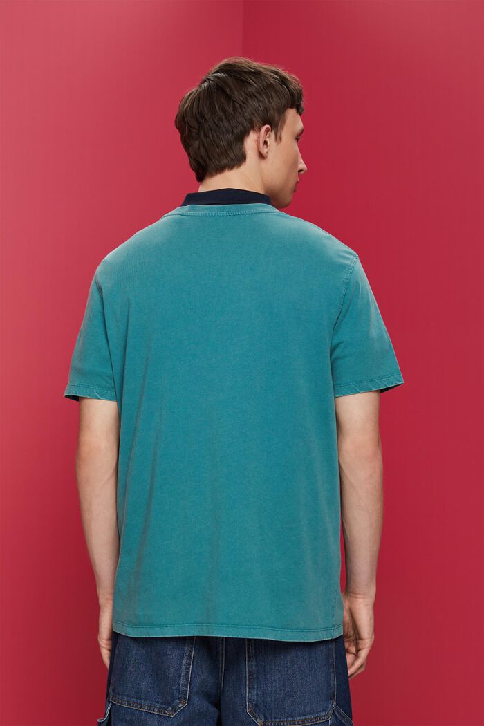 Žerzejové tričko, barvené po ušití, 100% bavlna, TEAL BLUE, detail image number 3