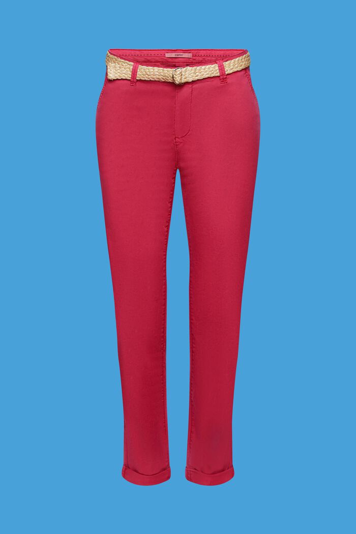 Lehké strečové kalhoty chino s opaskem, DARK PINK, detail image number 5