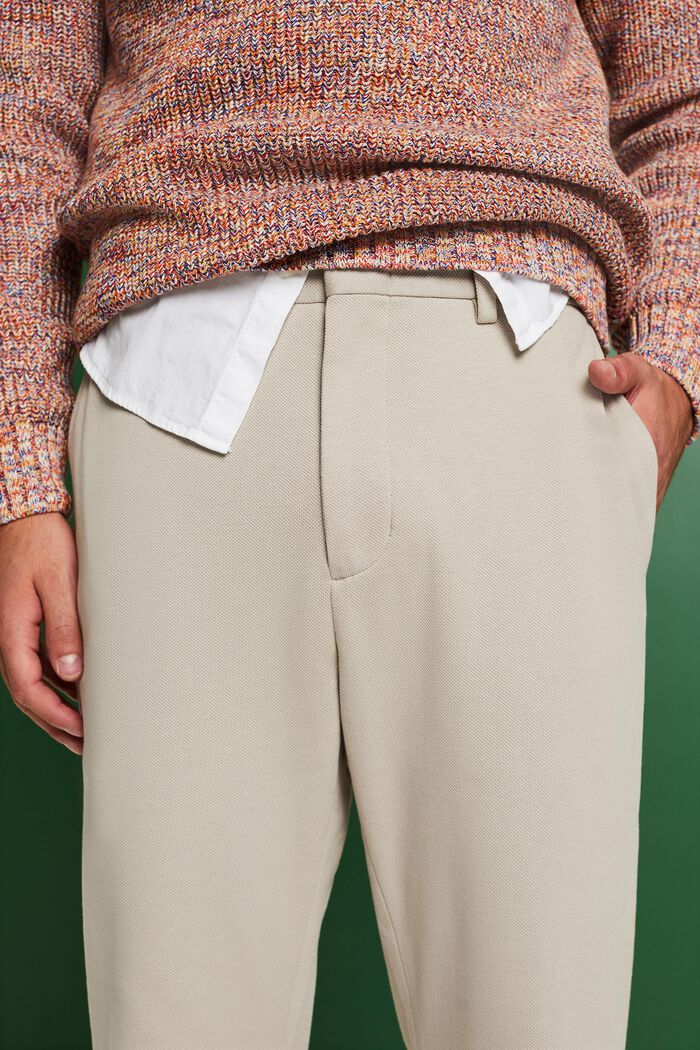 Kalhoty z pleteného žerzejového piké, BEIGE, detail image number 3