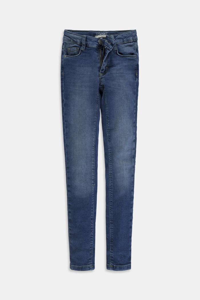 Strečové džíny s možností úpravy velikosti a s nastavitelným pasem, BLUE MEDIUM WASHED, detail image number 0