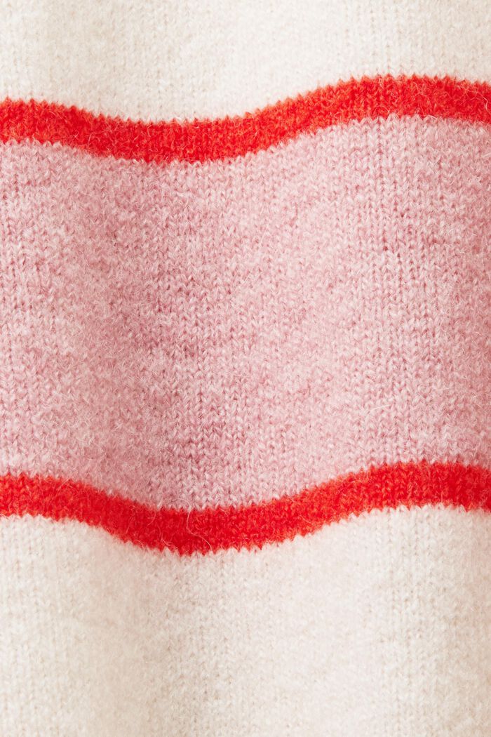 Pruhovaný pulovr ze směsi s vlnou, CREAM BEIGE, detail image number 5