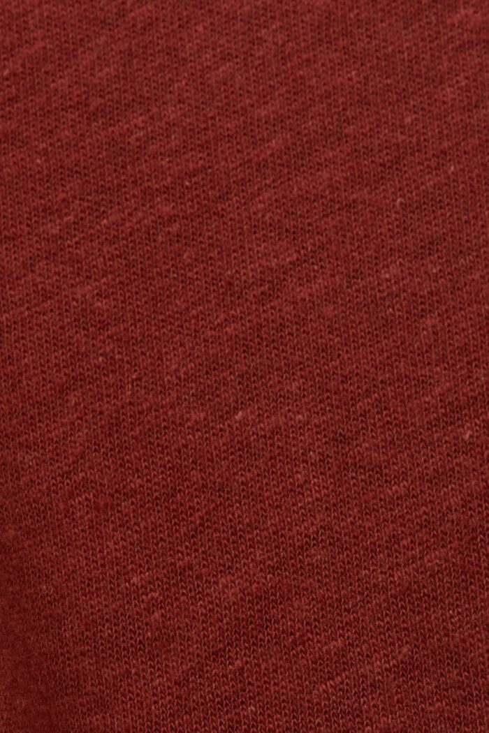 CURVY tričko ze směsi bavlny a lnu, TERRACOTTA, detail image number 4