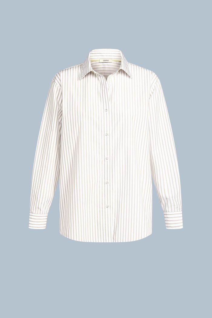 Pruhovaná košile z bavlněného popelínu, BEIGE, detail image number 6