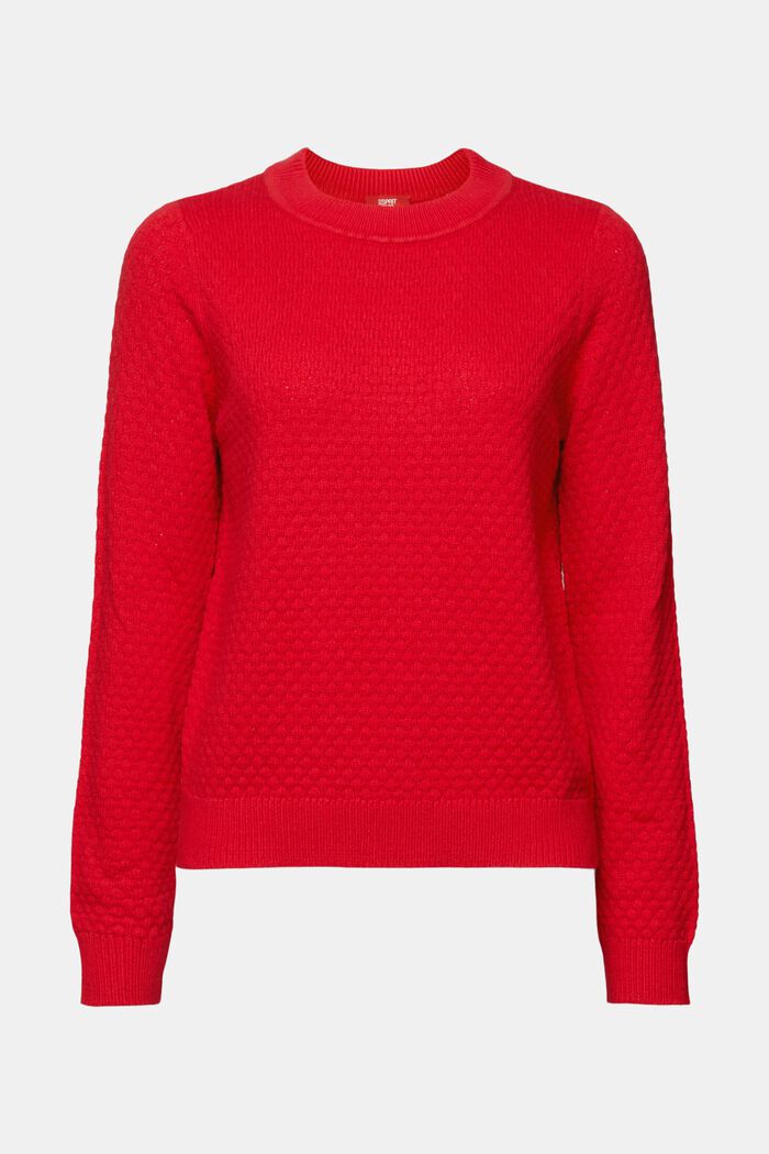 Texturovaný pletený pulovr, směs s bavlnou, DARK RED, detail image number 6