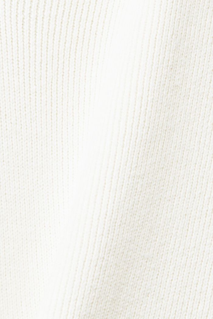 Bavlněný pulovr, špičatý výstřih, udržitelná bavlna, OFF WHITE, detail image number 5