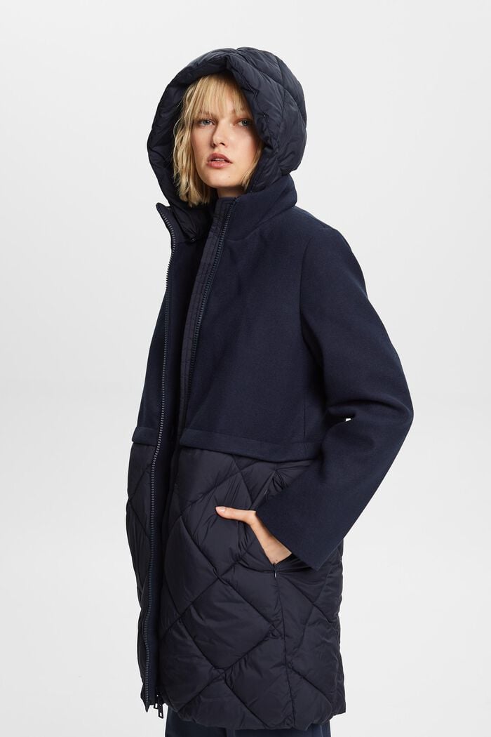 Kabát s kapucí ze směsového materiálu, NAVY, detail image number 0