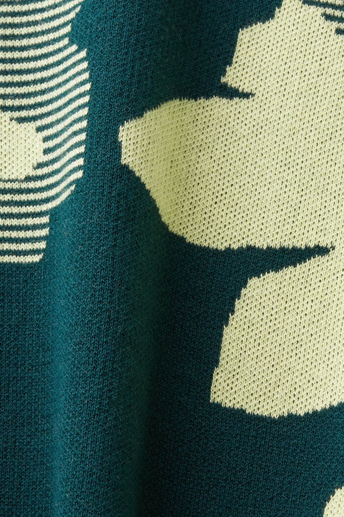 Žakárový pulovr z bavlny, DARK TEAL GREEN, detail image number 5