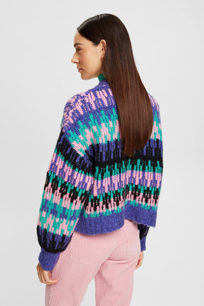 Pestrobarevný hrubý pulovr ze směsi s vlnou, BRIGHT BLUE, detail image number 3
