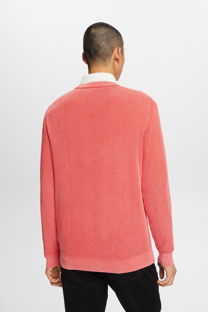 Basic pulovr s kulatým výstřihem, 100 % bavlna, CORAL RED, detail image number 3