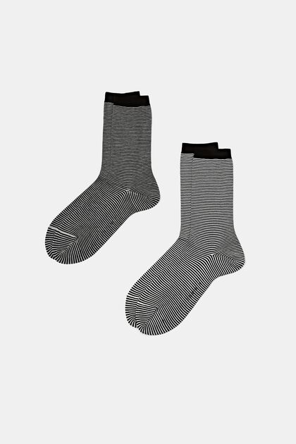 2 páry ponožek z hrubé pruhované pleteniny