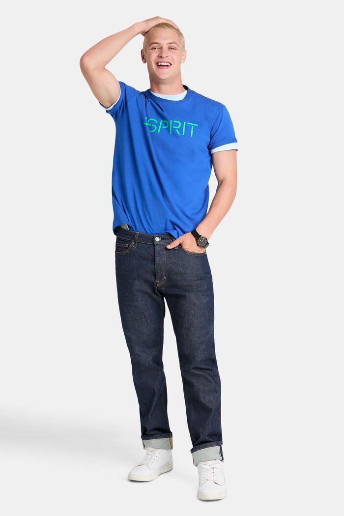 Unisex tričko s logem, z bavlněného žerzeje, BRIGHT BLUE, detail image number 4