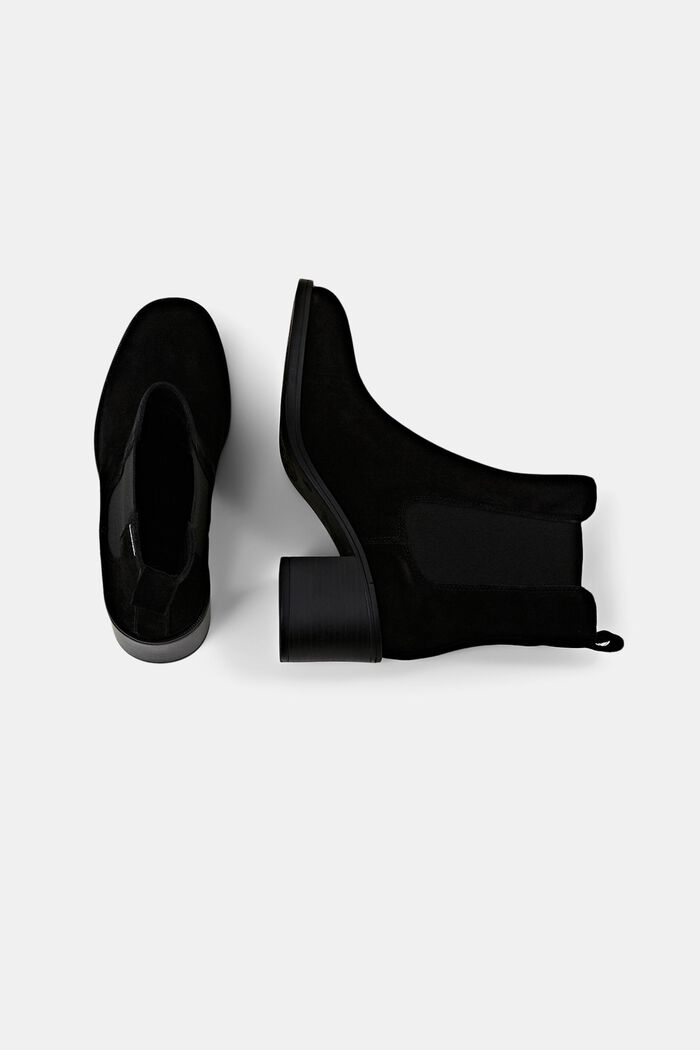 Semišové kotníčkové boty se špalíkovým podpatkem, BLACK, detail image number 5
