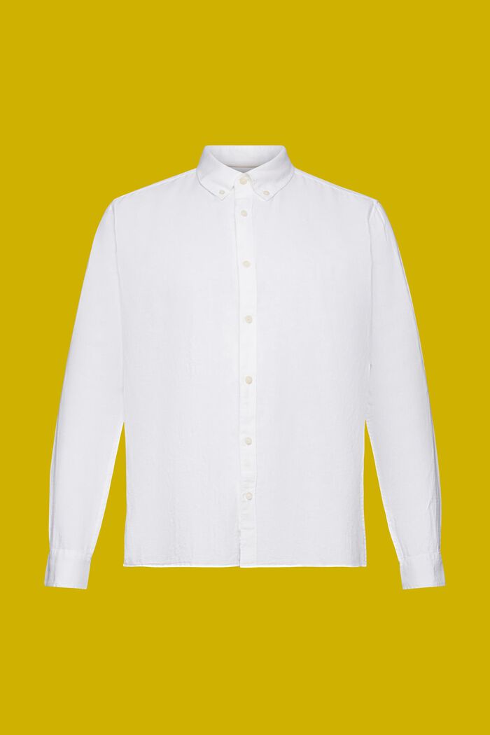 Propínací košile ze směsi bavlny a lnu, WHITE, detail image number 7