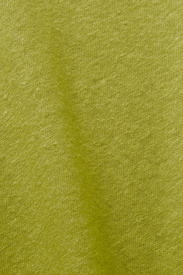 Tričko se srolovanými okraji, směs bavlny se lnem, PISTACHIO GREEN, detail image number 4