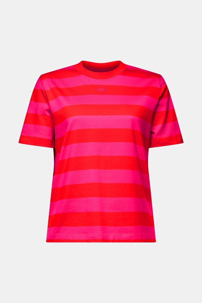 Pruhované tričko s vyšitým logem, bavlna pima, RED, detail image number 5