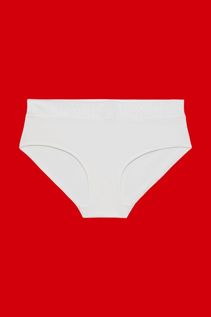 Kalhotky s nohavičkami vyrobené z mikrovlákna a s krajkovým pasem, OFF WHITE, detail image number 3