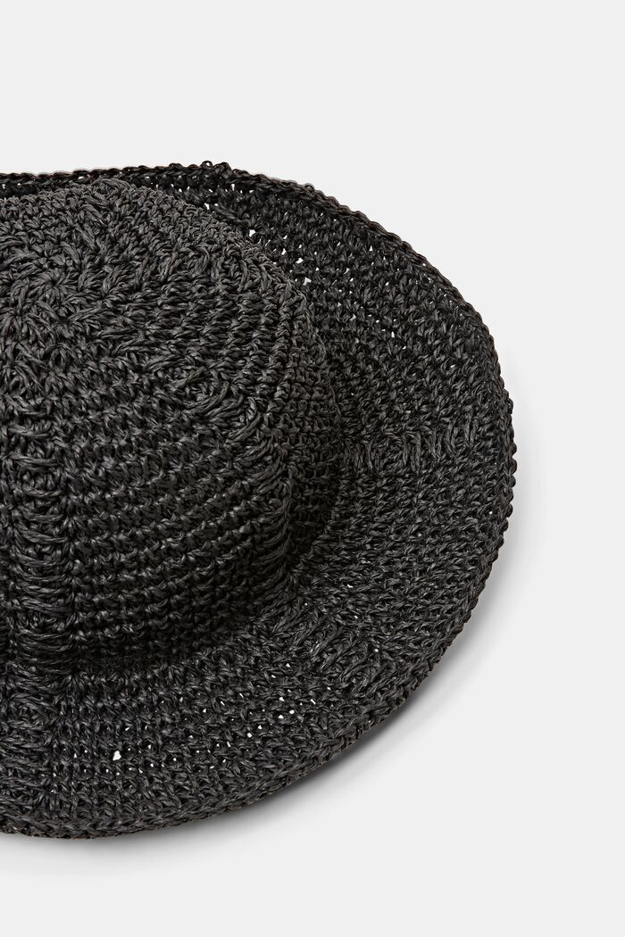 Háčkovaný slaměný klobouk, BLACK, detail image number 1