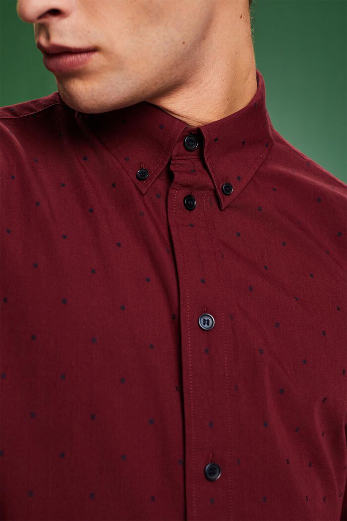 Bavlněná vyšívaná košile, střih Slim Fit, GARNET RED, detail image number 3