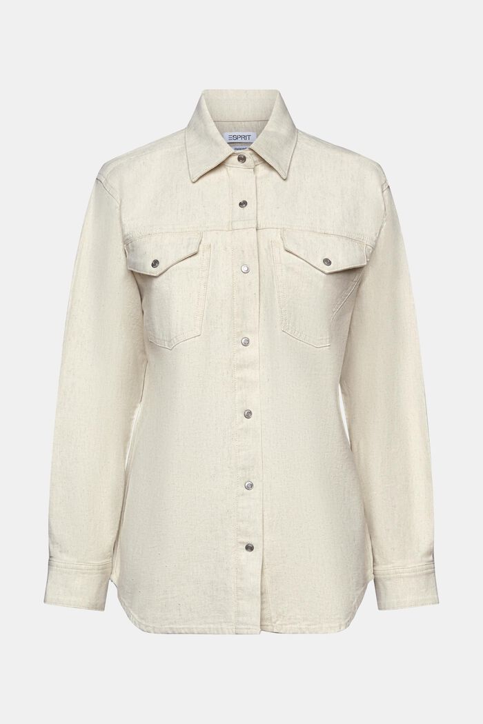 Košilová bunda s dlouhým rukávem, OFF WHITE, detail image number 5