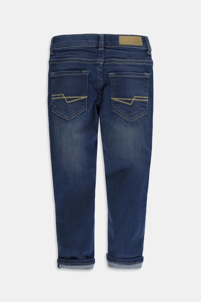 seprané strečové džíny s nastavitelným pasem, BLUE DARK WASHED, detail image number 1