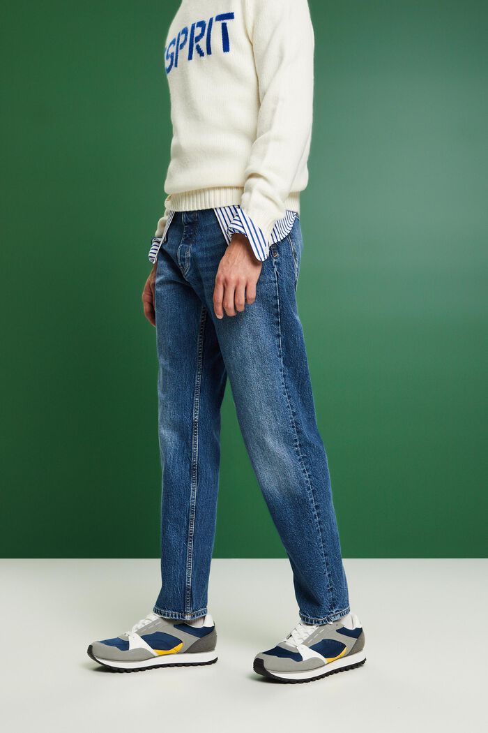 Retro pohodlné džíny se středně vysokým pasem, BLUE MEDIUM WASHED, detail image number 0