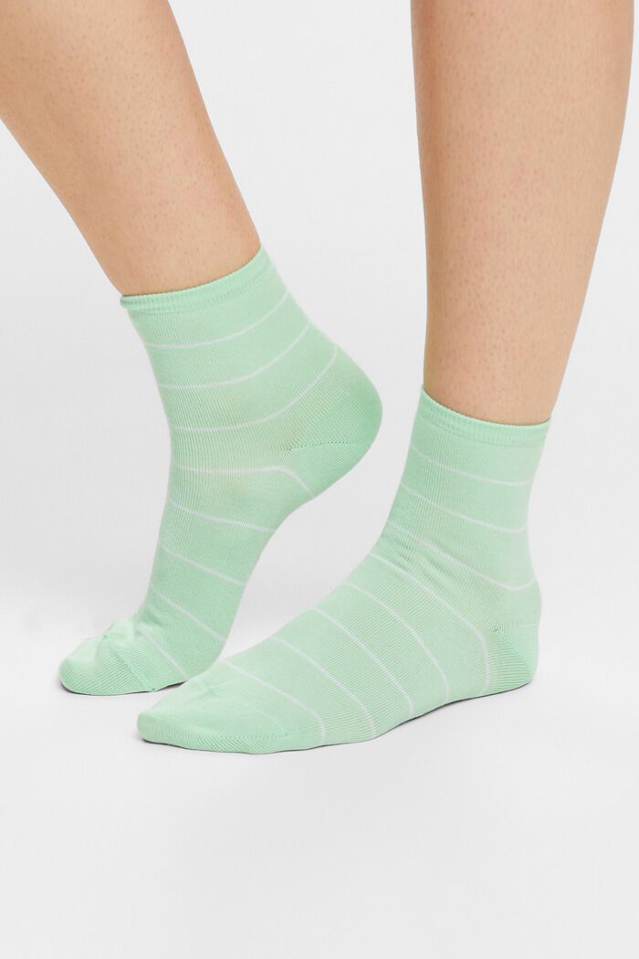 2 páry ponožek z hrubé pruhované pleteniny, GREEN/MINT, detail image number 1