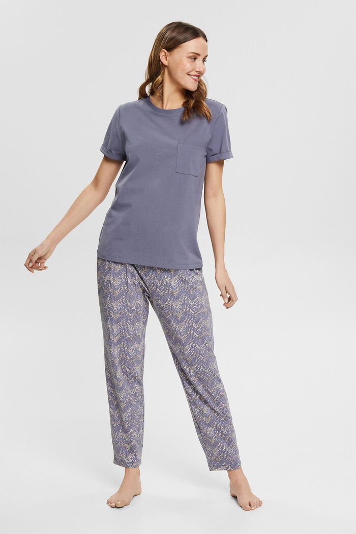 Žerzejové pyžamo s bio bavlnou, GREY BLUE, detail image number 0