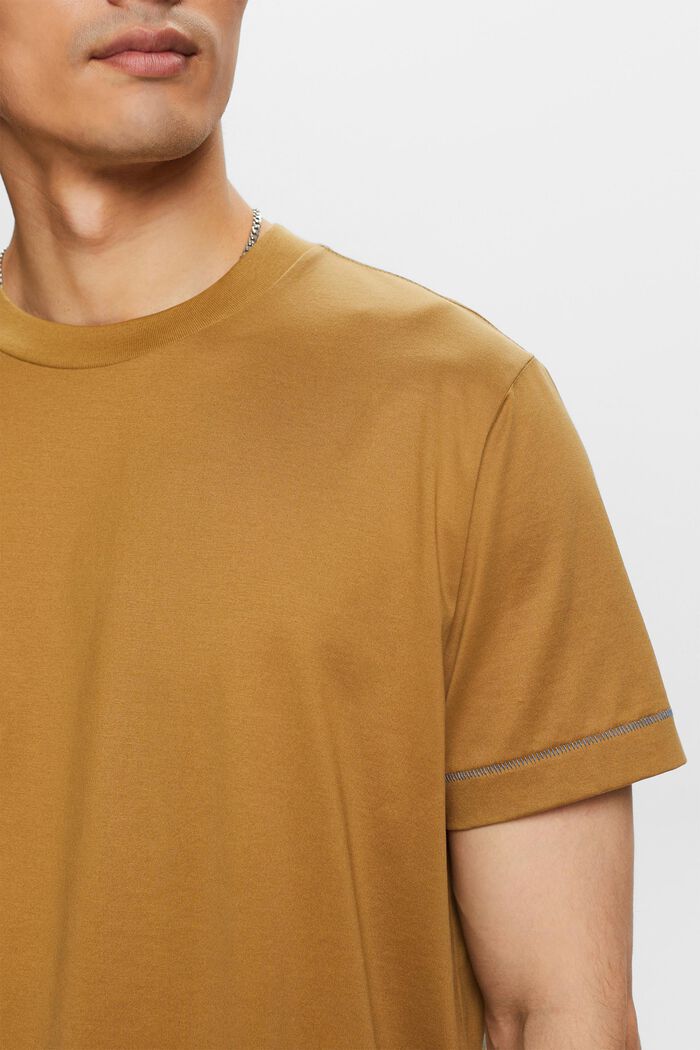 Žerzejové tričko s kulatým výstřihem, 100% bavlna, TOFFEE, detail image number 2