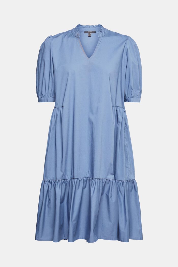 Volánové šaty z bavlny, GREY BLUE, overview