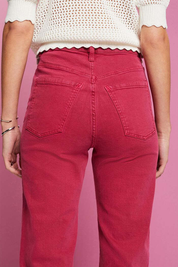 Kalhoty s rovnými nohavicemi a vysokým pasem, DARK PINK, detail image number 2
