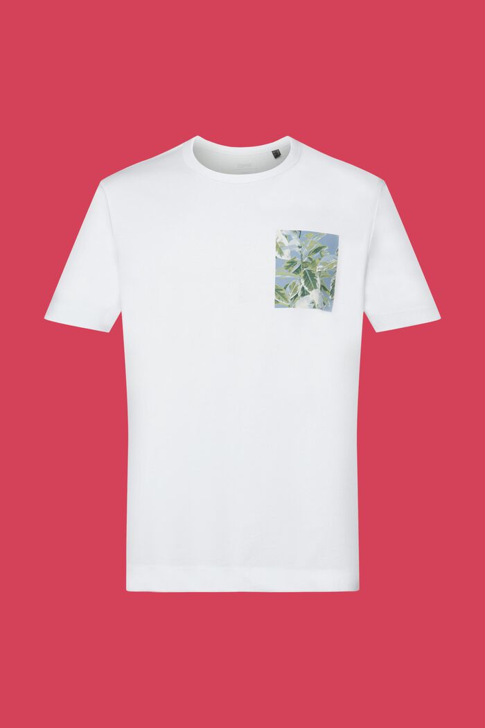 Žerzejové tričko s potiskem na hrudi, 100% bavlna, WHITE, detail image number 5