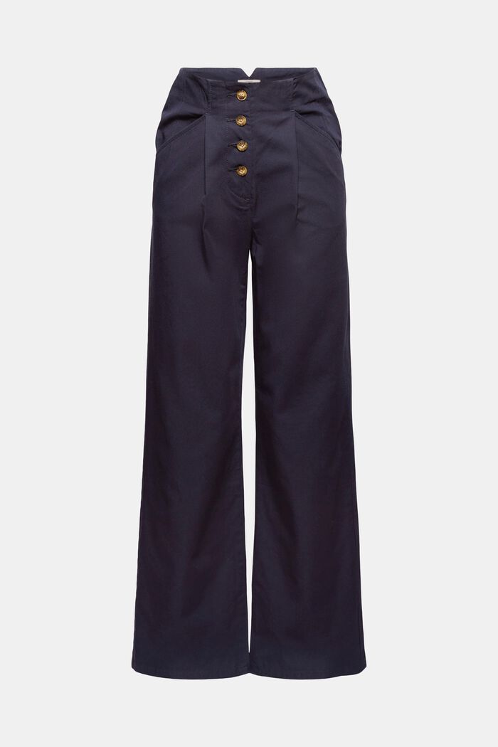 Široké kalhoty s knoflíkovou lištou, 100% bavlna, NAVY, detail image number 6