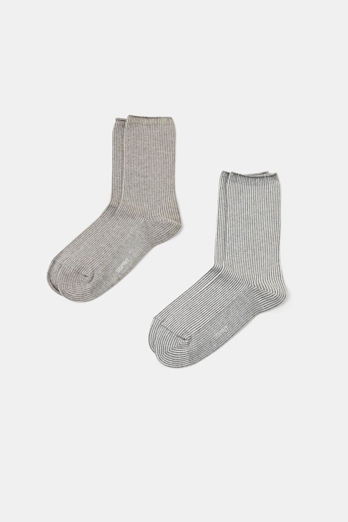 2 páry ponožek z hrubé pruhované pleteniny, GREY, detail image number 0