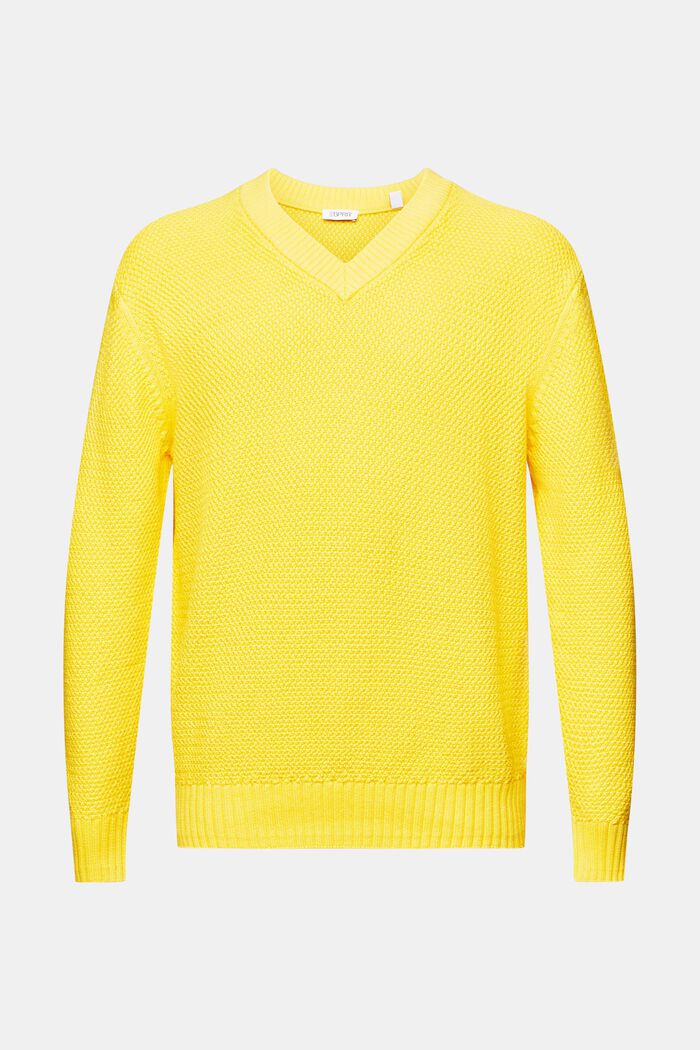 Bavlněný pulovr se špičatým výstřihem, YELLOW, detail image number 6