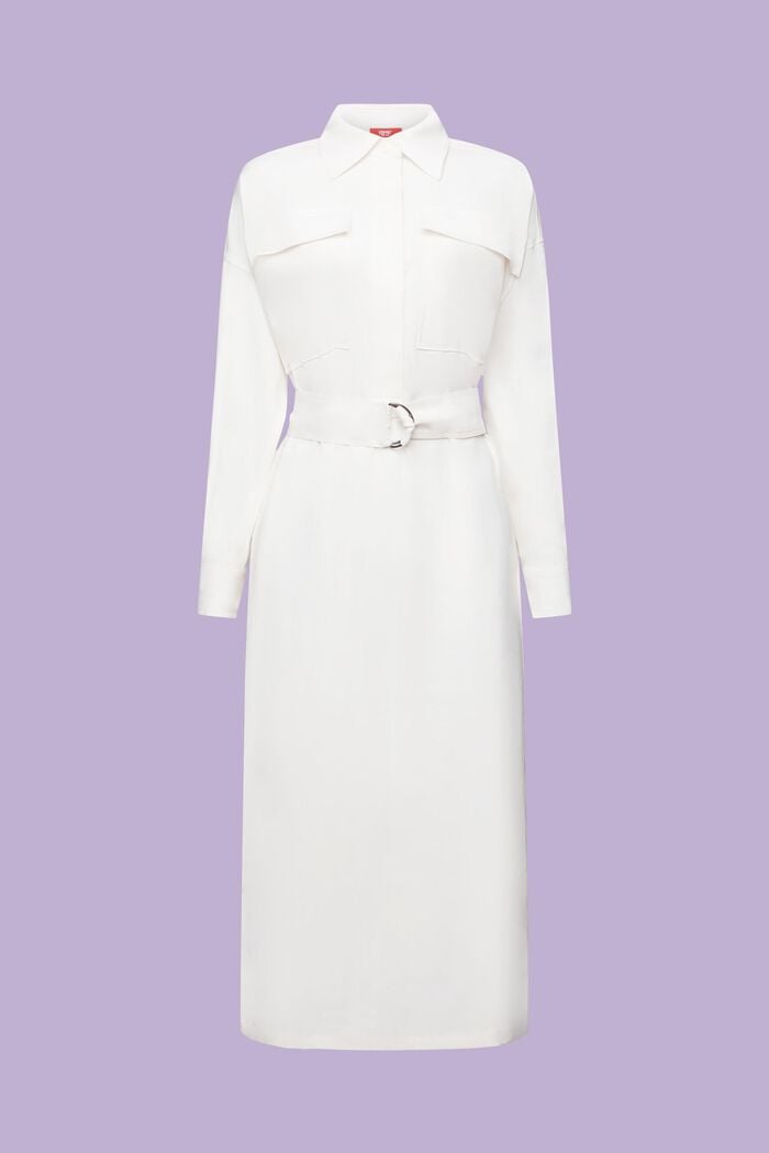 Oversize košilové midi šaty, OFF WHITE, detail image number 6