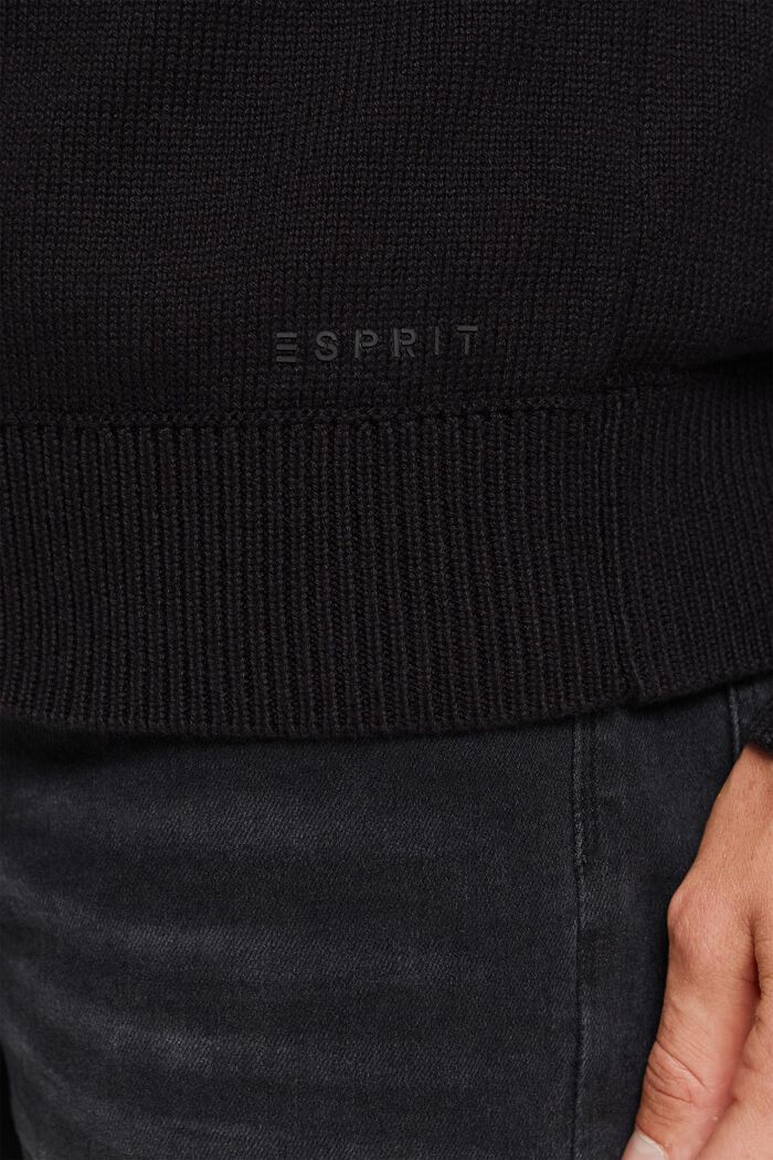 Pletený pulovr se špičatým výstřihem, BLACK, detail image number 0