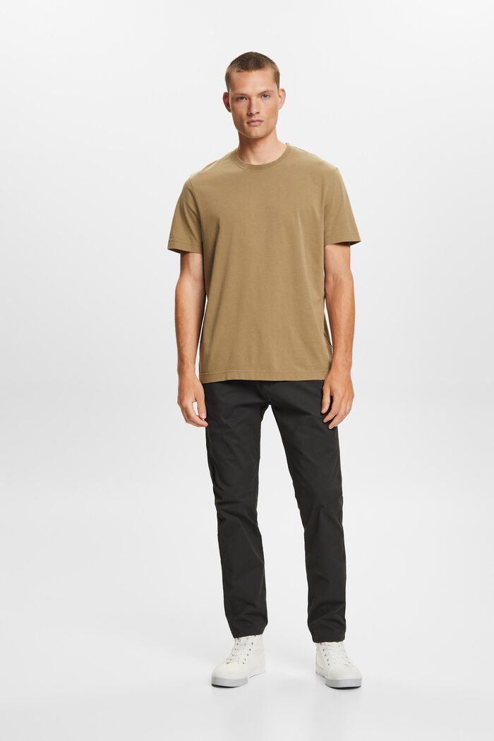 Žerzejové tričko s kulatým výstřihem, 100% bavlna, KHAKI GREEN, detail image number 4